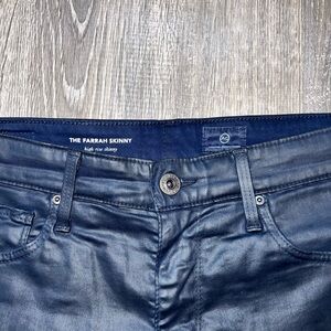 Ag Adriano Goldschmied The Farrah Skinny Coated Jeans in Navy